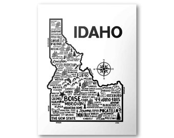 Idaho State Wall Map Large Print Poster 24wx32h - Etsy