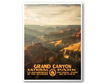 Grand Canyon National Park Poster (Grand Canyon Overlook) | National Park Poster | National Park Print | Vintage Poster | Wall Art