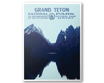 Grand Teton National Park Poster | National Park Poster | National Park Print | Vintage Poster | Wall Art | Home Decor