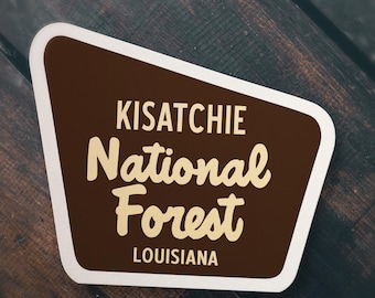 Adesivo Foresta Nazionale Kisatchie – 3,75x2,5 Pollici, Vinile, Multicolore, Louisiana - 2