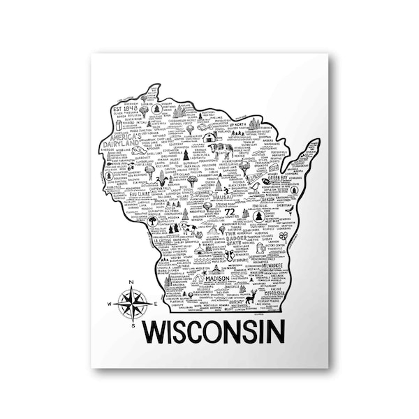 Wisconsin Map Art - Etsy