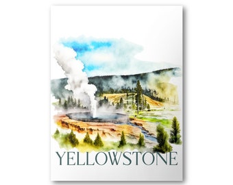 Yellowstone National Park Poster | Watercolor National Park Poster | National Park Print | Vintage Poster | Wall Art | Home Decor