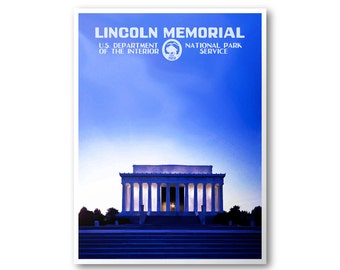 Lincoln Memorial Poster | National Park Poster | National Park Print | Vintage Poster | Wall Art | Home Decor