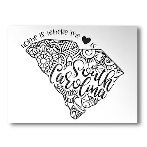 South Carolina Poster | Minimalist State Poster | Wall Art | State Poster | Art Print | Custom Color | Home Is Where The Heart Is