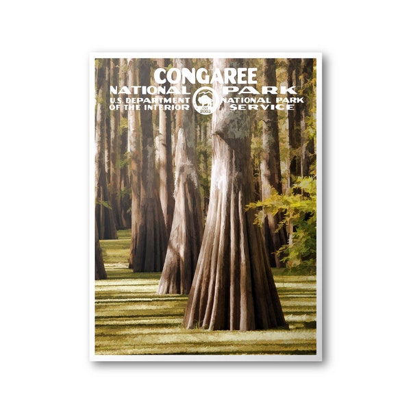 Congaree National Park Poster | National Park Poster | National Park Print | Vintage Poster | Wall Art | Home Decor