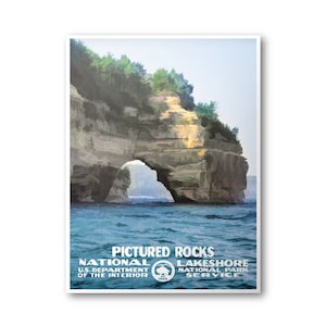 Pictured Rocks National Lakeshore Poster | National Park Poster | National Park Print | Vintage Poster | Wall Art | Home Decor