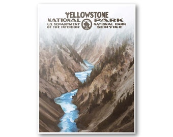 Yellowstone National Park Poster (Canyon) | National Park Poster | National Park Print | Vintage Poster | Wall Art | Home Decor