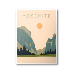 Yosemite Art Print: Retro National Park Poster - Matte Finish