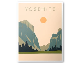 Yosemite Art Print: Retro National Park Poster - Matte Finish