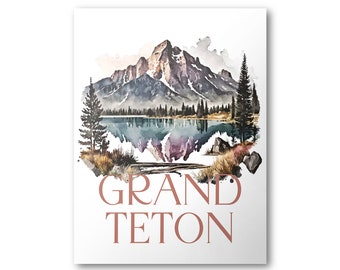 Grand Teton National Park Poster | Watercolor National Park Poster | National Park Print | Vintage Poster | Wall Art | Home Decor