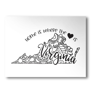 Virginia Poster | Minimalist State Poster | Wall Art | State Poster | Art Print | Custom Color | Home Is Where The Heart Is