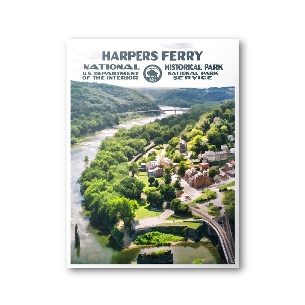 Harpers Ferry National Historical Park Poster | National Park Poster | National Park Print | Vintage Poster | Wall Art | Home Decor