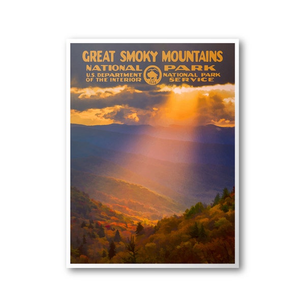 Great Smoky Mountains National Park Poster | National Park Poster | National Park Print | Vintage Poster | Wall Art | Home Decor