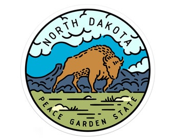 North Dakota Sticker | North Dakota Decal | Multiple Sizes | Bumper Sticker | Water Bottle | Travel | Laptop | Waterproof
