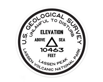 Lassen Volcanic National Park Sticker | Lassen Peak USGS Benchmark Sticker | Bumper Sticker | Water Bottle | Travel | Laptop | Waterproof