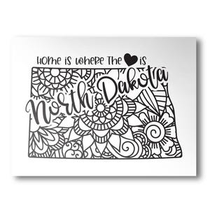 North Dakota Poster | Minimalist State Poster | Wall Art | State Poster | Art Print | Custom Color | Home Is Where The Heart Is
