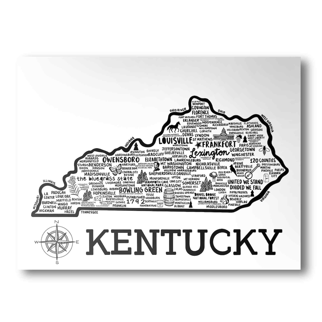 Kentucky Map Print Minimalist State Map State Poster