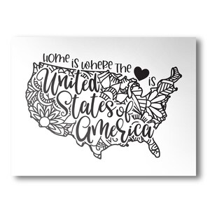 United States Poster | Minimalist State Poster | Wall Art | State Poster | Art Print | Custom Color | Home Is Where The Heart Is