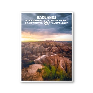 Badlands National Park Poster | National Park Poster | National Park Print | Vintage Poster | Wall Art | Home Decor
