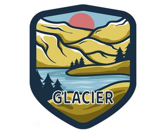 Glacier National Park Sticker | Multiple Sizes | Bumper Sticker | Water Bottle | Travel | Laptop | Waterproof