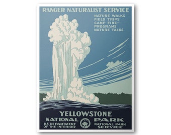 Yellowstone National Park Poster canyon WPA Poster | Etsy