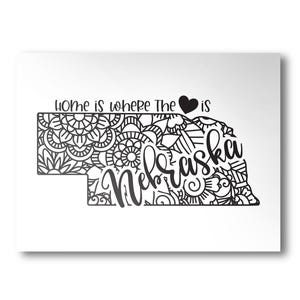 Nebraska Poster | Minimalist State Poster | Wall Art | State Poster | Art Print | Custom Color | Home Is Where The Heart Is
