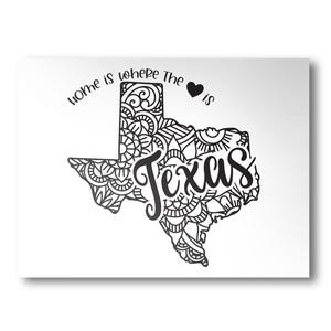 Texas Poster | Minimalist State Poster | Wall Art | State Poster | Art Print | Custom Color | Home Is Where The Heart Is