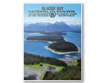 Glacier Bay National Park Poster  | National Park Poster | National Park Print | Vintage Poster | Wall Art | Home Decor