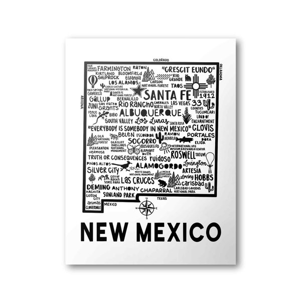 New Mexico Poster | Minimalist State Map  | State Poster | Wall Art | Home Decor | United States Print | Art Print | Katie Ford