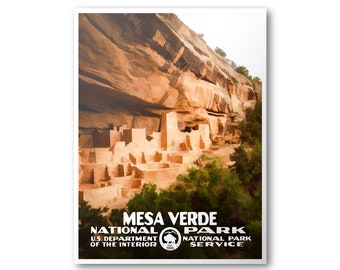 Mesa Verde National Park Poster | National Park Poster | National Park Print | Vintage Poster | Wall Art | Home Decor