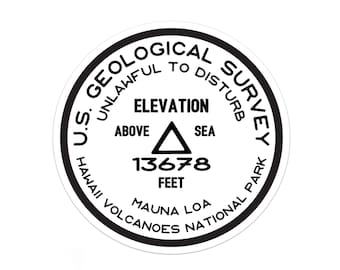 Hawaii Volcanoes National Park Sticker | Mauna Loa USGS Benchmark Sticker | Bumper Sticker | Water Bottle | Travel | Laptop | Waterproof