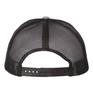 May include: A black trucker hat with a gray top and a black mesh back. The adjustable strap features the brand name "RICHARDSON". This hat is a classic accessory for casual wear.