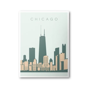 Chicago Skyline Art Print: Modern Travel Poster