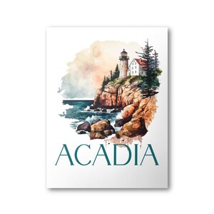 Acadia National Park Poster | Watercolor National Park Poster | National Park Print | Vintage Poster | Wall Art | Home Decor