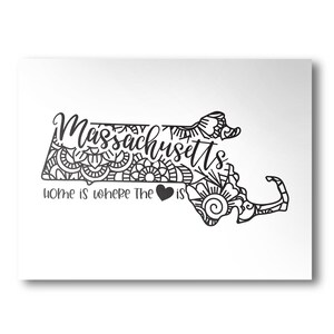 Massachusetts Poster | Minimalist State Poster | Wall Art | State Poster | Art Print | Custom Color | Home Is Where The Heart Is