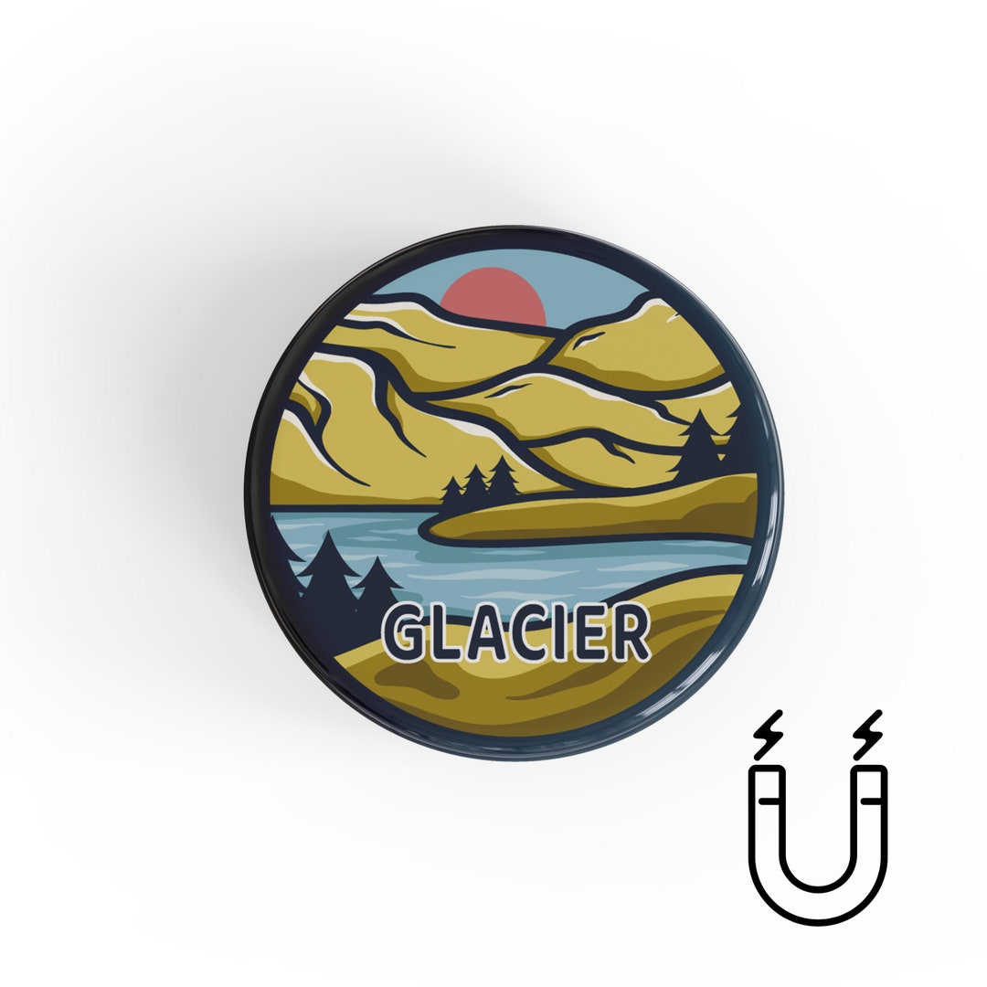 Glacier National Park Magnet | Button Magnet | Fridge Magnet | Kitchen ...