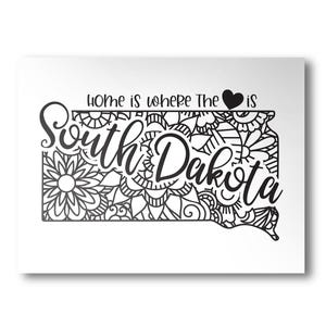 South Dakota Poster | Minimalist State Poster | Wall Art | State Poster | Art Print | Custom Color | Home Is Where The Heart Is