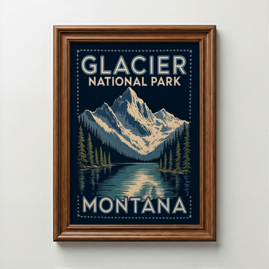 Glacier National Park Poster | Montana Travel Poster | Wall Art Print ...