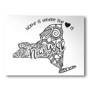 New York Poster | Minimalist State Poster | Wall Art | State Poster | Art Print | Custom Color | Home Is Where The Heart Is