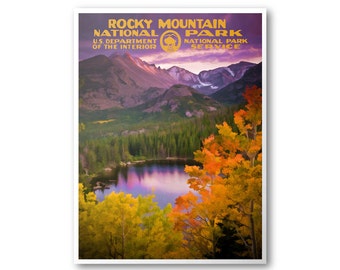 Rocky Mountain National Park Poster (Bear Lake) | National Park Poster | National Park Print | Vintage Poster | Wall Art | Home Decor