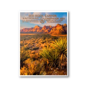 Red Rock Canyon National Conservation Area Poster | National Park Poster | National Park Print | Vintage Poster | Wall Art | Home Decor