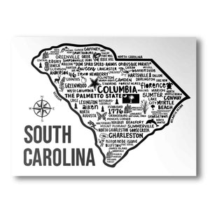 South Carolina Poster | Minimalist State Map  | State Poster | Wall Art | Home Decor | United States Print | Art Print | Katie Ford