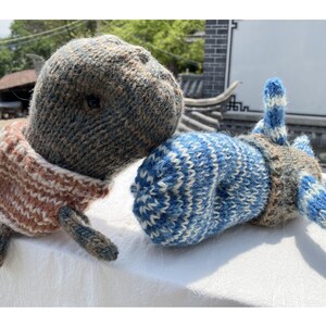 Cute Whale Woolen Knitted Children&#39;s Doll,  Handmade Natural indigo Dyed Woolen Home Decor Whale Doll ,made by Lily.