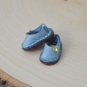 Blythe Doll Shoes - Handmade Genuine Leather Shoes - Light Blue