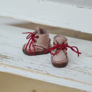 Middie Blythe Pink Leather Boots - Handmade Genuine Leather Boots