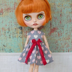 Blythe/Icy/Pullip Hearts Print Doll Dress - Cap Sleeve