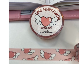 B GRADE - Love Hearts Washi Tape Washi Tape For Bullet Journal, Paper Tape, For Journalling, Scrapbooking, Planning. - 15mm