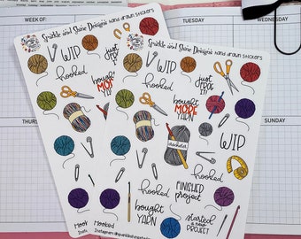 Hooked on Crochet Crocheting Planner Stickers (Hobbies and Craft Stickers, Craft Project Planning, Creative Hobby Tracking Stickers)