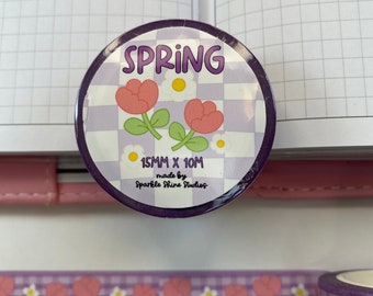 Spring Washi Tape Washi Tape For Bullet Journal, Paper Tape, For Journalling, Scrapbooking, Planning. - 15mm