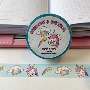 Nastro washi con arcobaleni e unicorni Nastro washi per bullet journal, nastro di carta, per journaling, scrapbooking, pianificazione. - 15 mm